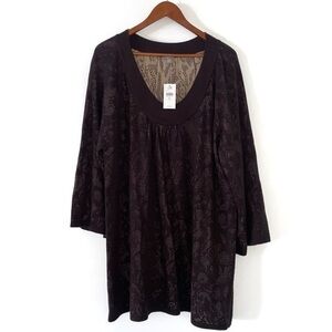 J. Jill V-neck Brown Floral 3/4 sleeve Sweater Top 3x